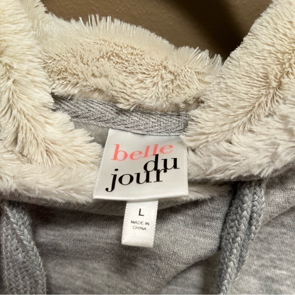 Belle Du Jour Fuzzy Hooded Long Sweatshirt - Picture 2 of 4